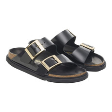 BIRKENSTOCK ARIZONA DROPLET BUCKLE HIGH SHINE LEATHER-BLACK
