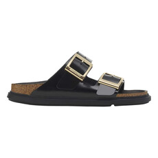 BIRKENSTOCK ARIZONA DROPLET BUCKLE HIGH SHINE LEATHER-BLACK