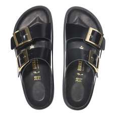 BIRKENSTOCK ARIZONA DROPLET BUCKLE HIGH SHINE LEATHER-BLACK