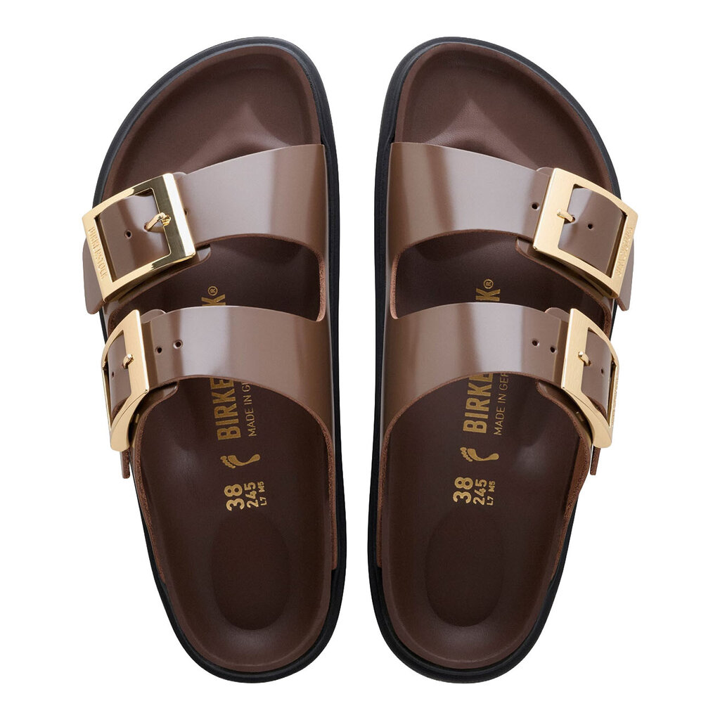 BIRKENSTOCK ARIZONA DROPLET BUCKLE HIGH SHINE LEATHER-CARAFE | BEND SHOE CO