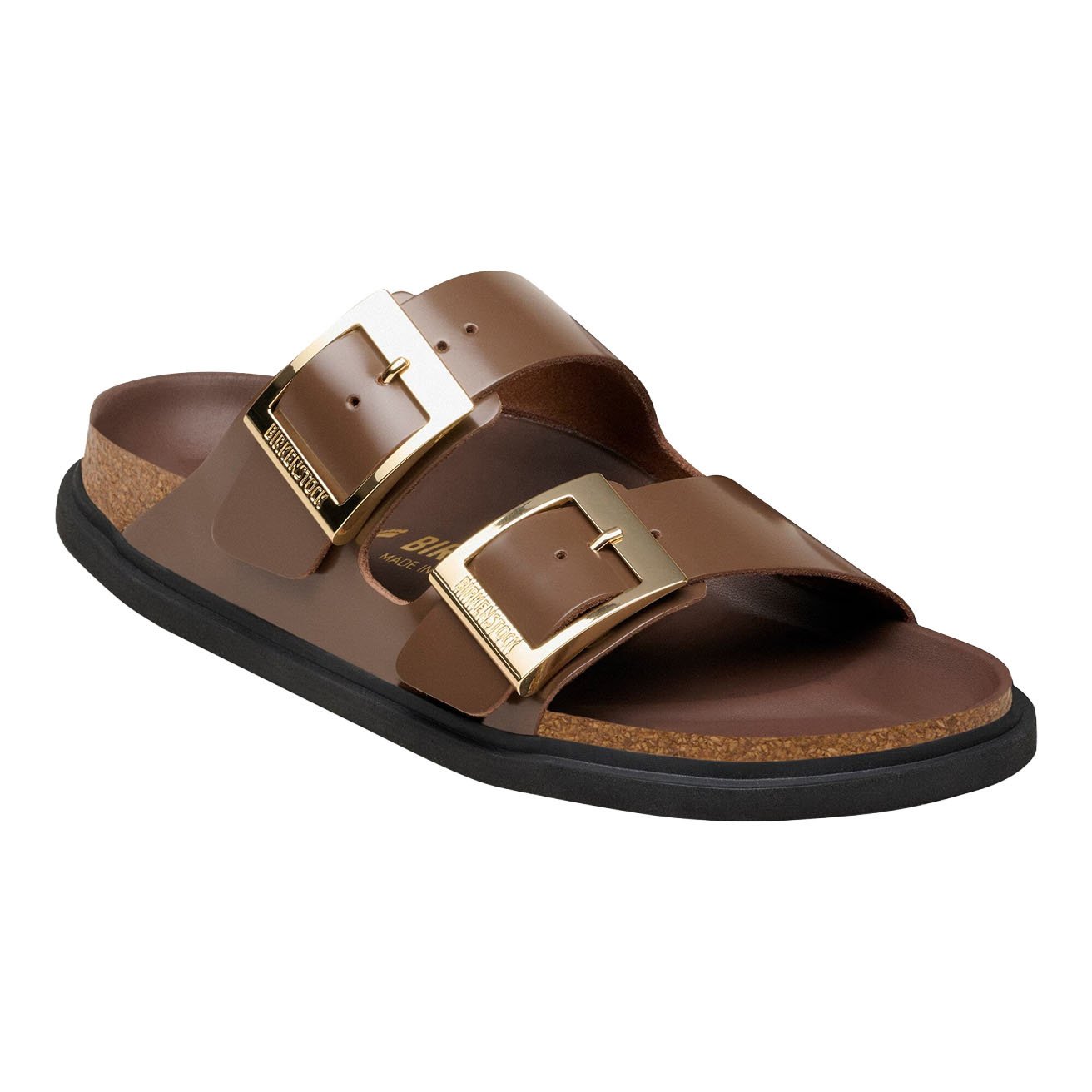 BIRKENSTOCK ARIZONA DROPLET BUCKLE HIGH SHINE LEATHER-CARAFE