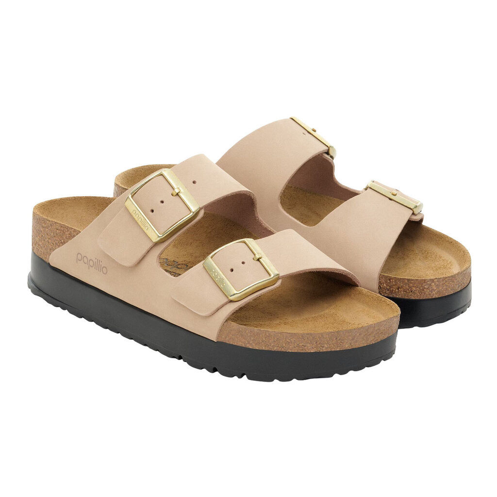 BIRKENSTOCK ARIZONA FLEX PLATFORM NUBUCK-SANDCASTLE | BEND SHOE CO