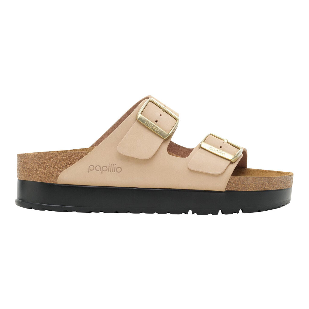 BIRKENSTOCK ARIZONA FLEX PLATFORM NUBUCK-SANDCASTLE | BEND SHOE CO