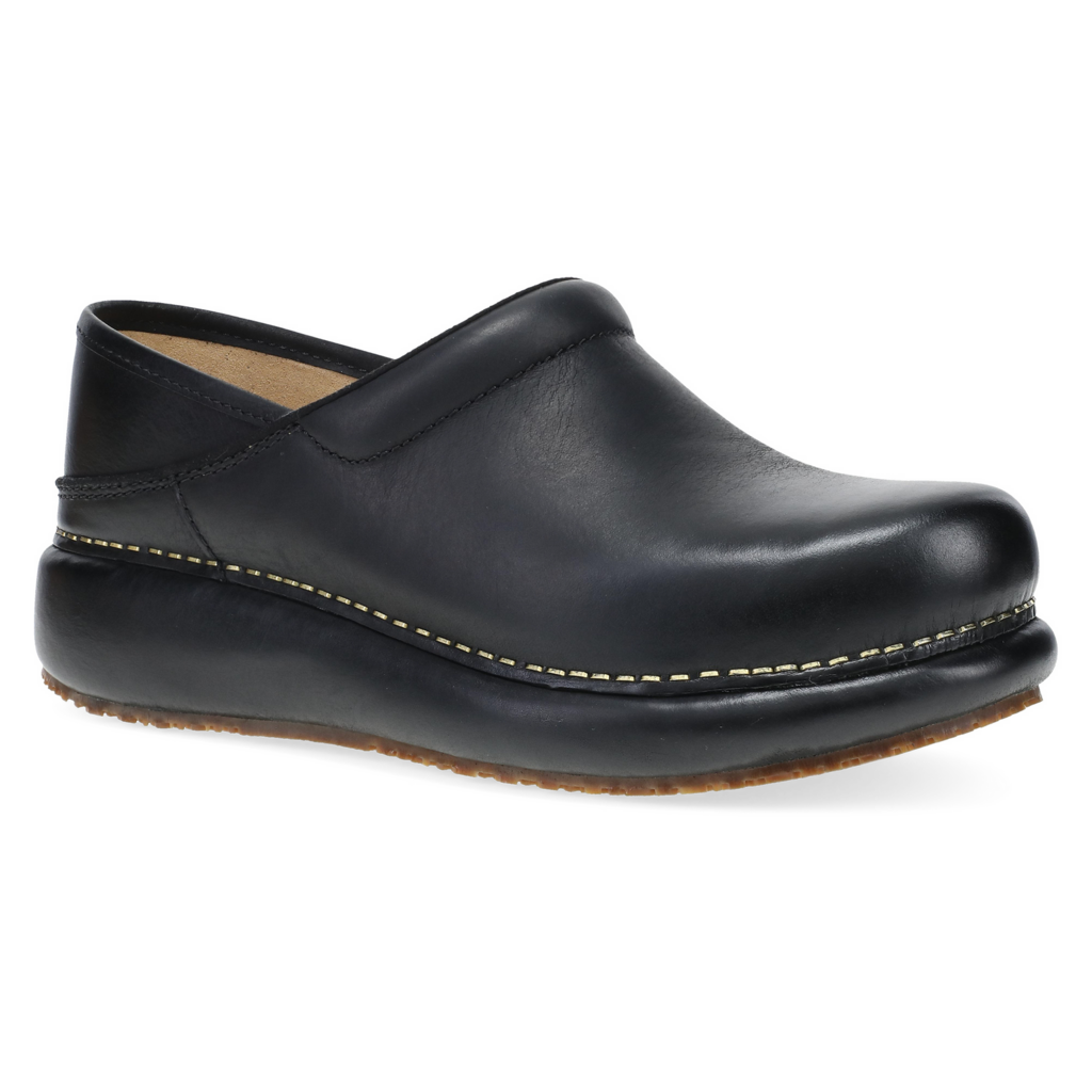DANSKO WOMEN'S PLATFORM PRO CLOG BURNISHED NUBUCK-BLACK | BEND SHOE CO