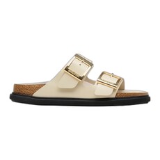 BIRKENSTOCK ARIZONA DROPLET BUCKLE HIGH SHINE LEATHER-ECRU