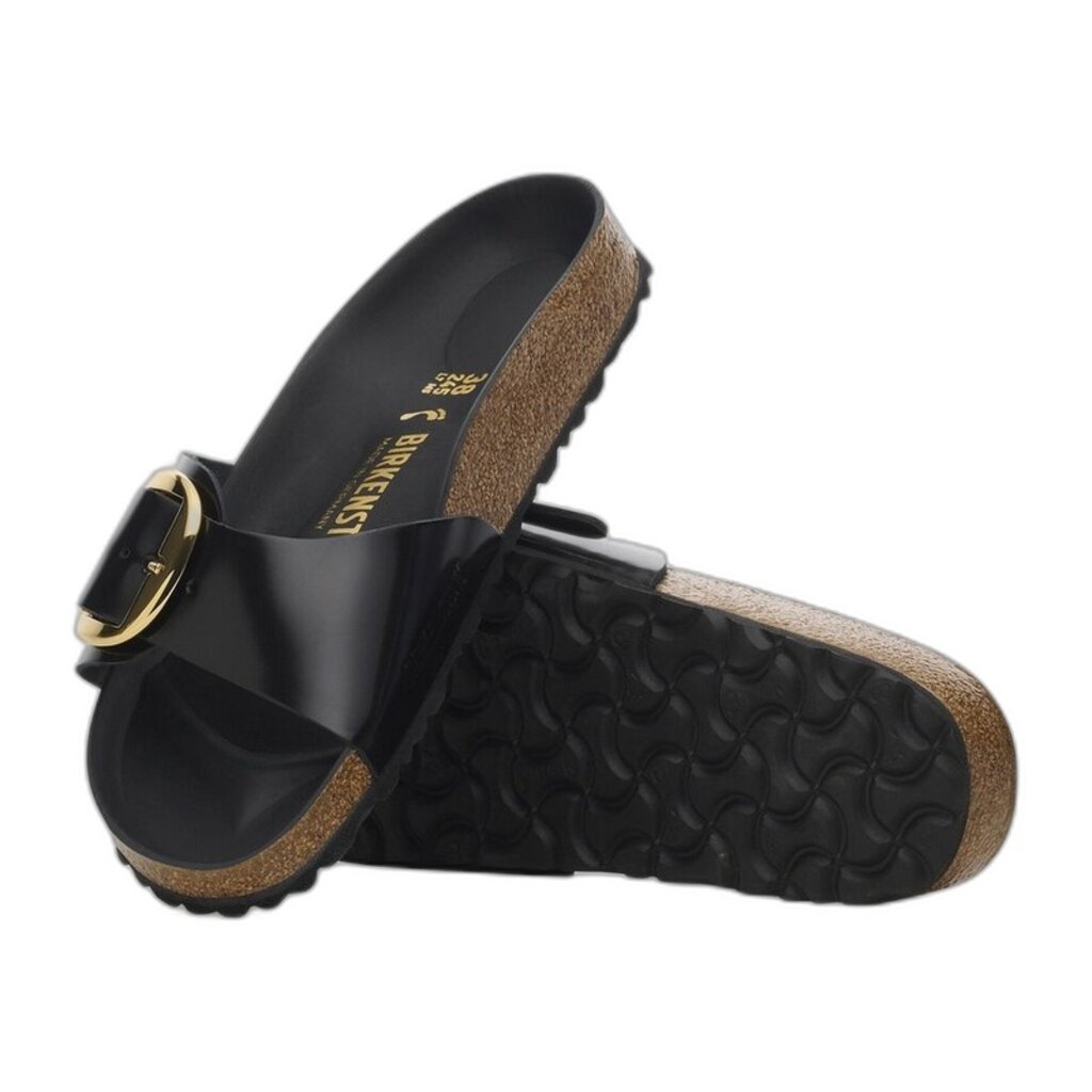 BIRKENSTOCK MADRID BIG BUCKLE NATURAL PATENT LEATHER-HIGH SHINE BLACK | BEND SHOE CO