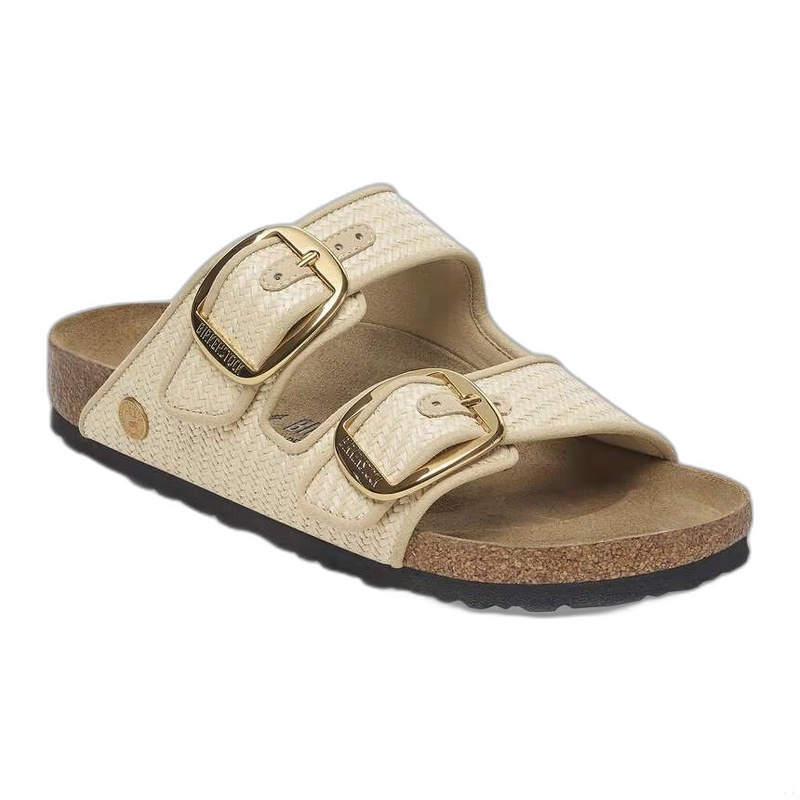 BIRKENSTOCK ARIZONA BIG BUCKLE NATURAL TEXTILE-RAFFIA