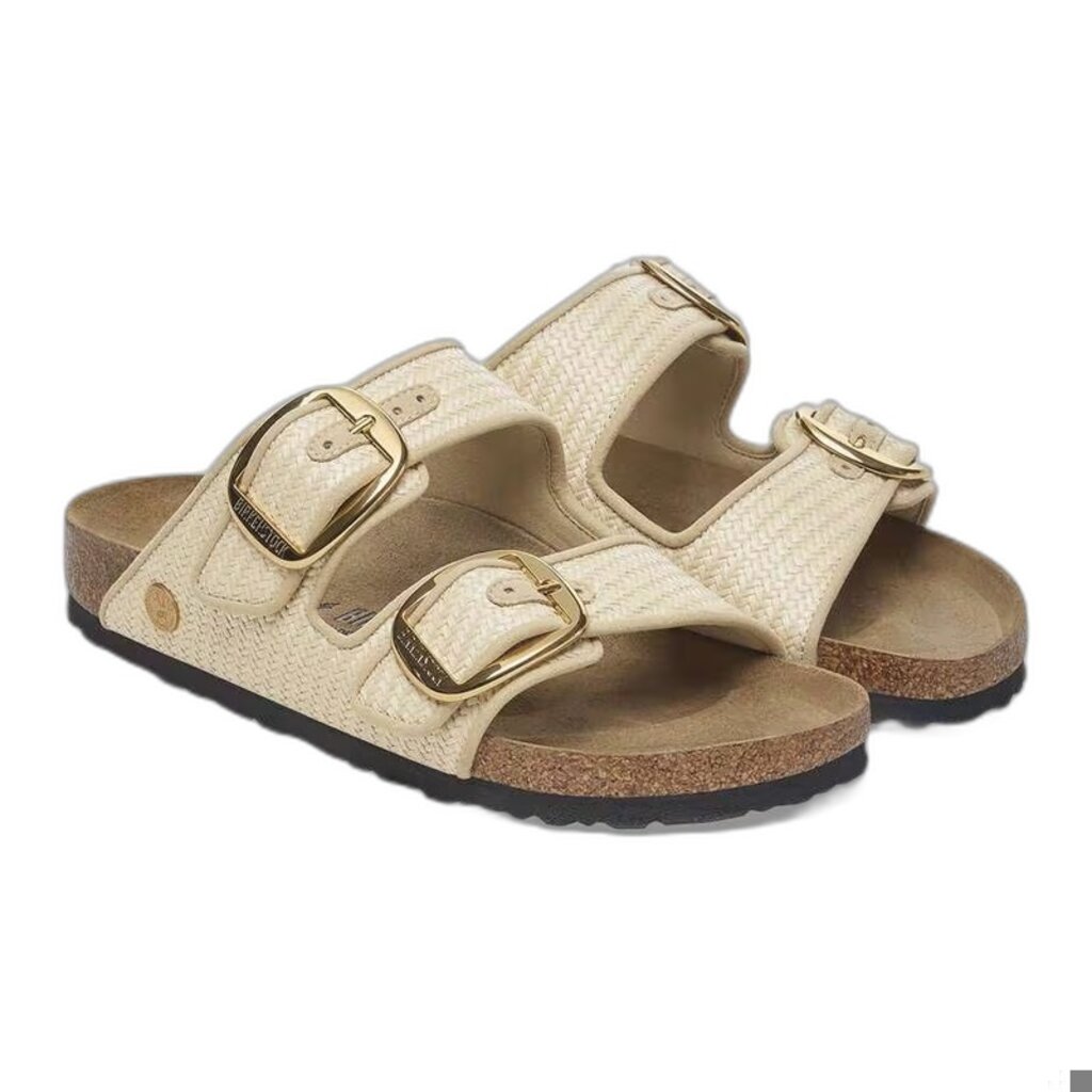 BIRKENSTOCK ARIZONA BIG BUCKLE NATURAL TEXTILE-RAFFIA | BEND SHOE CO