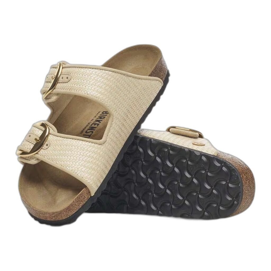 BIRKENSTOCK ARIZONA BIG BUCKLE NATURAL TEXTILE-RAFFIA | BEND SHOE CO