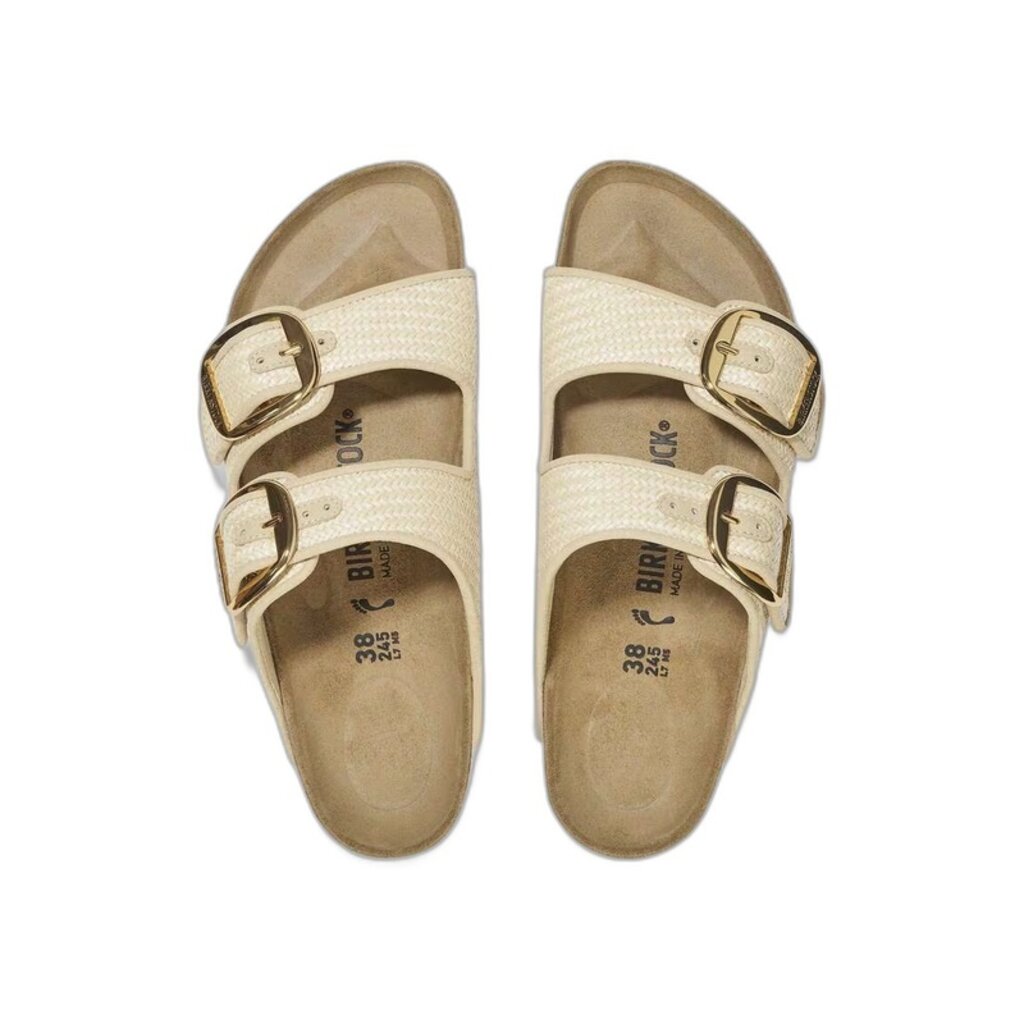 BIRKENSTOCK ARIZONA BIG BUCKLE NATURAL TEXTILE-RAFFIA | BEND SHOE CO