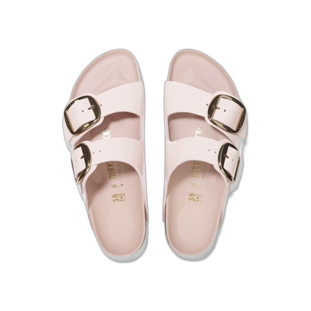 BIRKENSTOCK ARIZONA BIG BUCKLE HIGH SHINE LEATHER-LIGHT ROSE | BEND SHOE CO