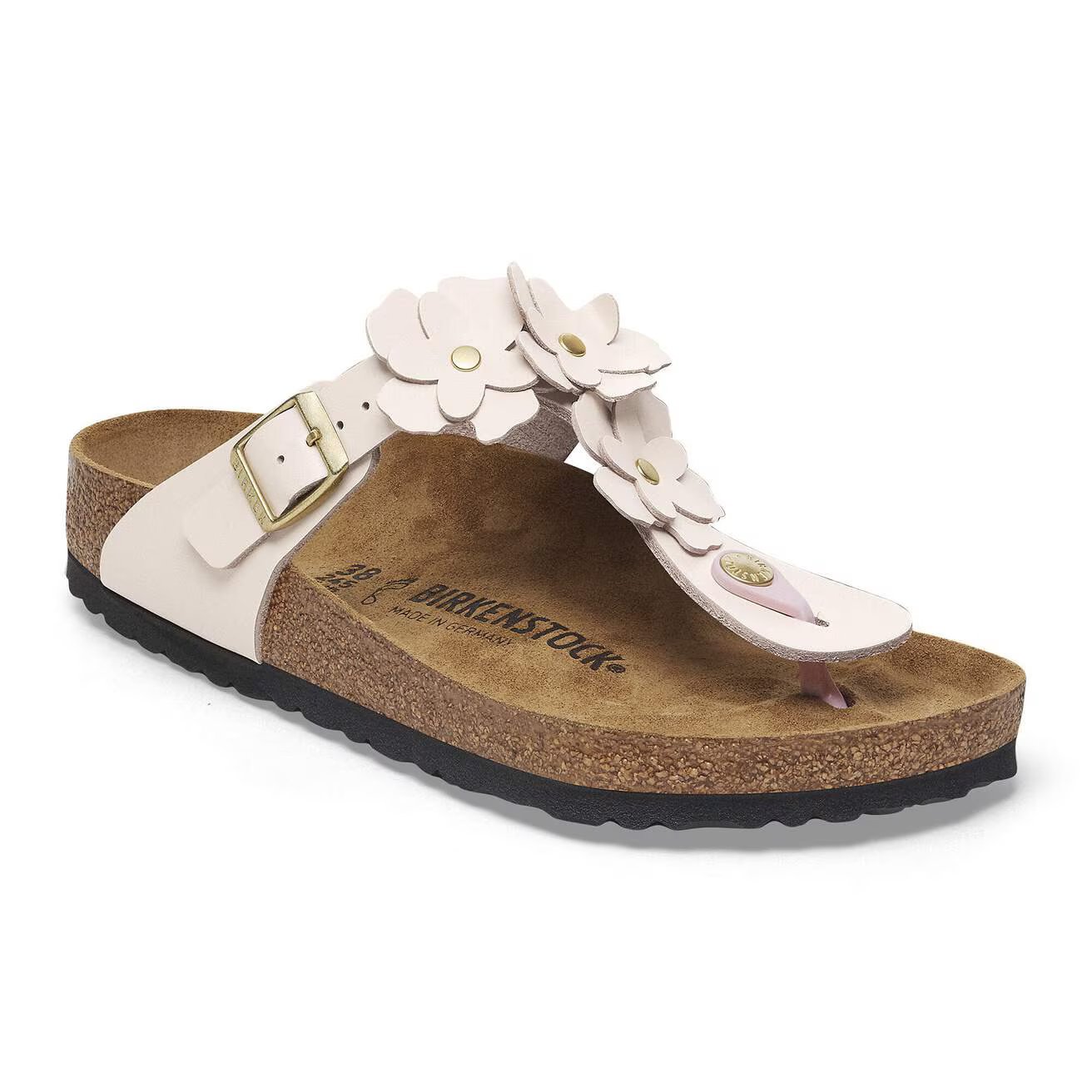 BIRKENSTOCK GIZEH LEATHER FLOWERS-LIGHT ROSE