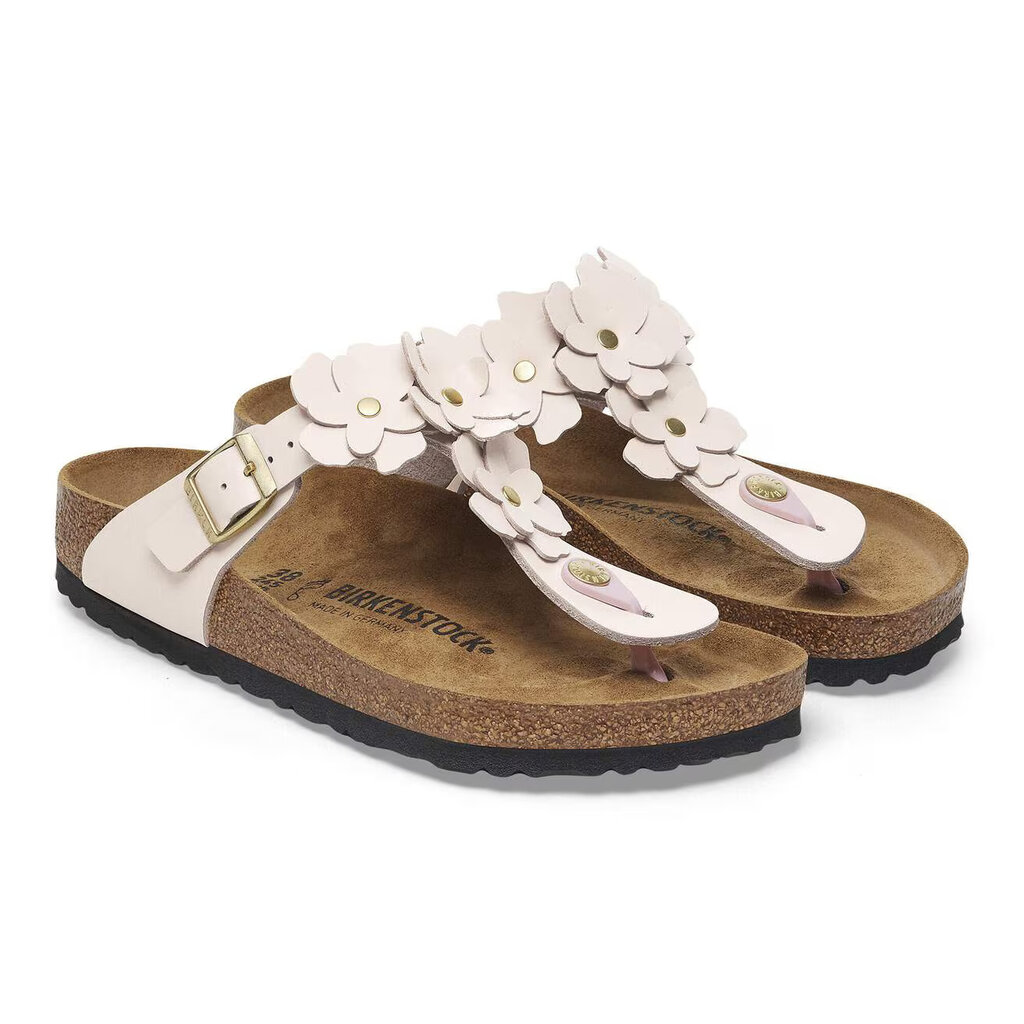 BIRKENSTOCK GIZEH LEATHER FLOWERS-LIGHT ROSE | BEND SHOE CO
