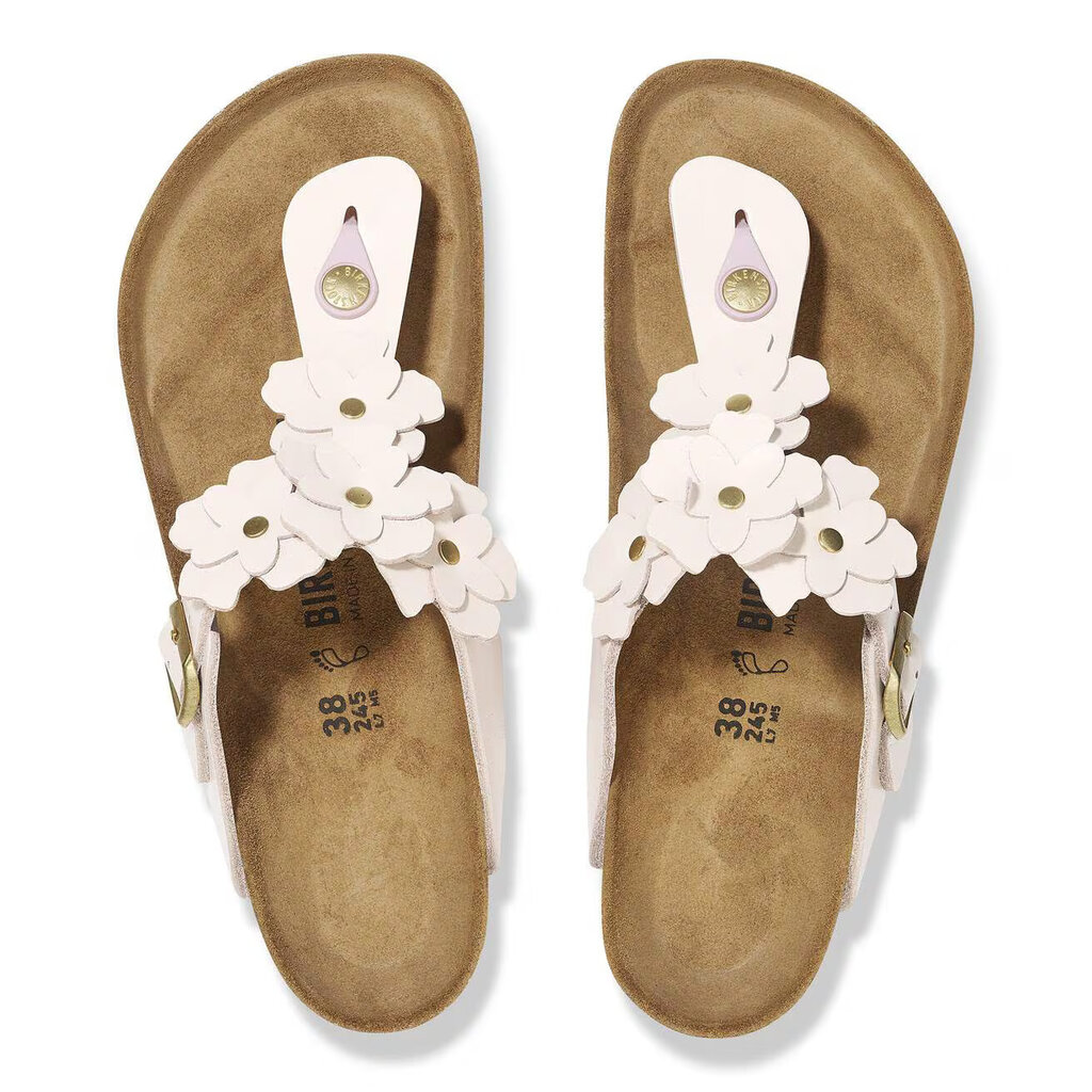 BIRKENSTOCK GIZEH LEATHER FLOWERS-LIGHT ROSE | BEND SHOE CO