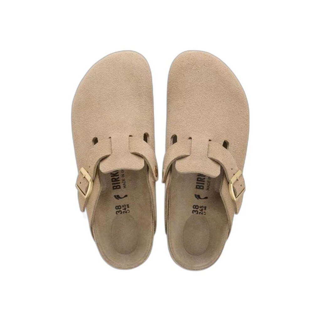 BIRKENSTOCK BOSTON EXQUISITE SUEDE-TAUPE | BEND SHOE CO