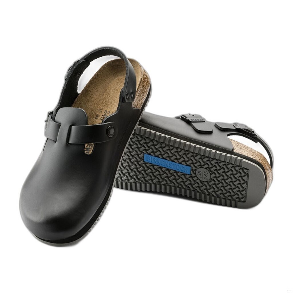 BIRKENSTOCK TOKIO SUPER GRIP LEATHER-BLACK | BEND SHOE CO