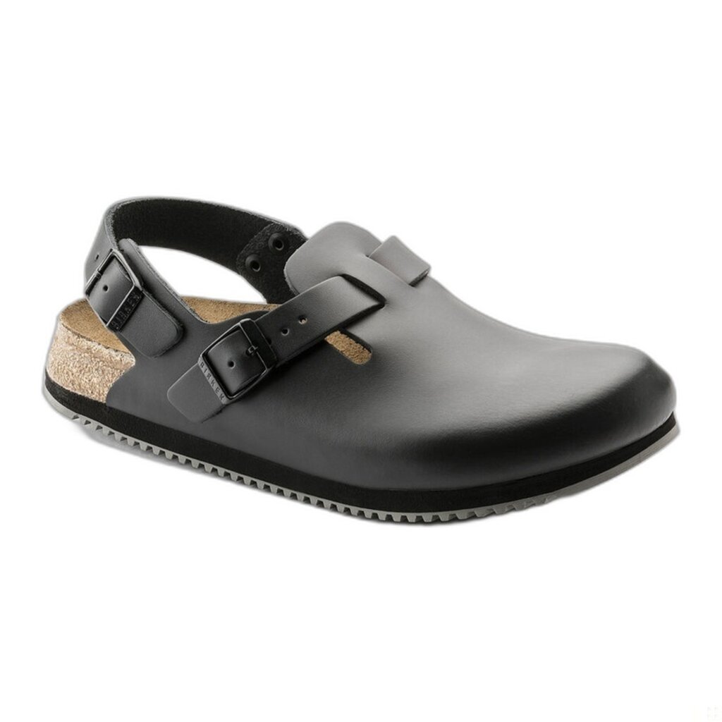 BIRKENSTOCK TOKIO SUPER GRIP LEATHER-BLACK | BEND SHOE CO