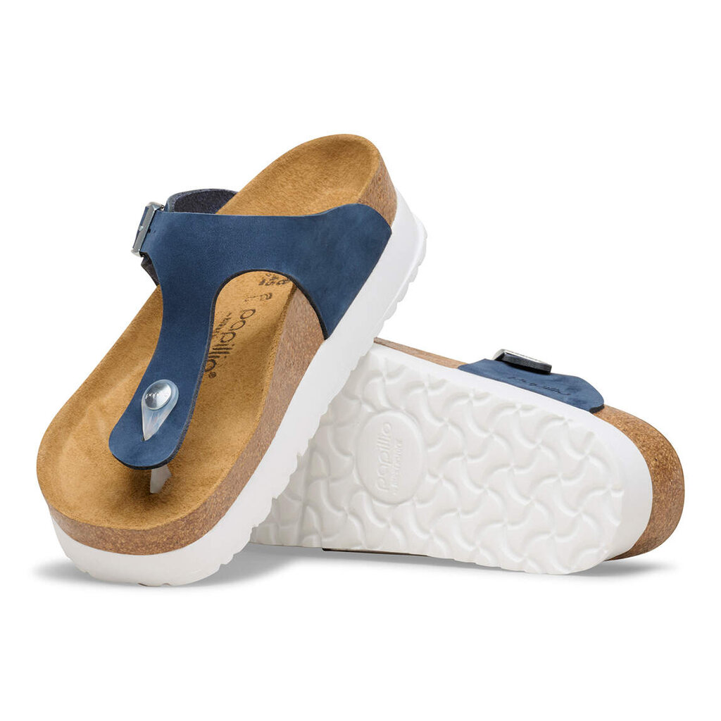 BIRKENSTOCK GIZEH FLEX PLATFORM NUBUCK-NEW NAVY | BEND SHOE CO