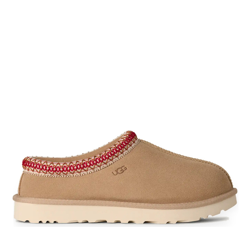 UGG WOMEN'S TASMAN II SLIPPER-SAND/DARK CHERRY