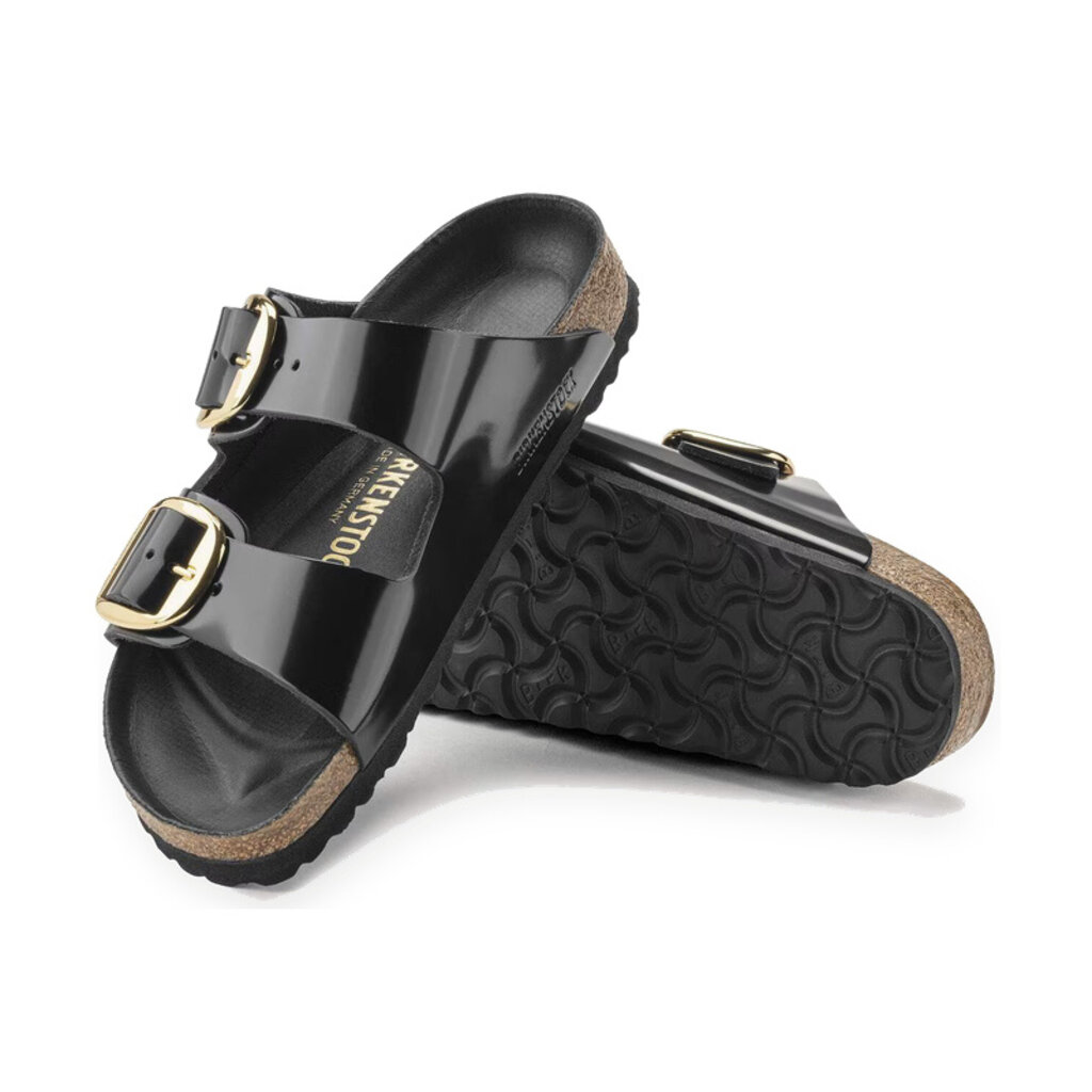 BIRKENSTOCK ARIZONA BIG BUCKLE NATURAL PATENT LEATHER-HIGH SHINE BLACK | BEND SHOE CO