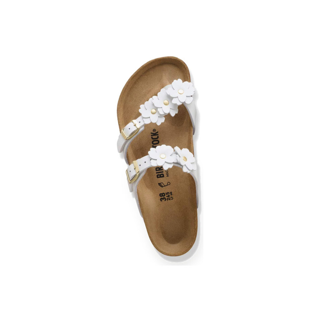 BIRKENSTOCK MAYARI FLOWERS LEATHER-WHITE | BEND SHOE CO