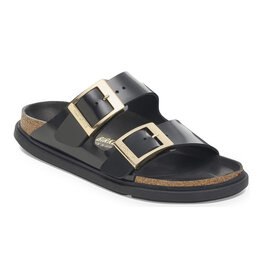 BIRKENSTOCK ARIZONA DROPLET BUCKLE HIGH SHINE LEATHER-BLACK