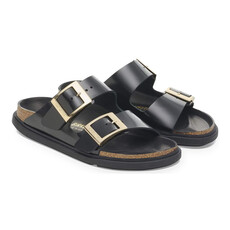 BIRKENSTOCK ARIZONA DROPLET BUCKLE HIGH SHINE LEATHER-BLACK