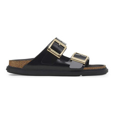 BIRKENSTOCK ARIZONA DROPLET BUCKLE HIGH SHINE LEATHER-BLACK