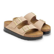 BIRKENSTOCK ARIZONA FLEX PLATFORM NUBUCK-SANDCASTLE | BEND SHOE CO