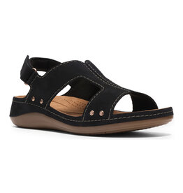 CLARKS WOMEN'S CECILY SUN-BLACK NUBUCK