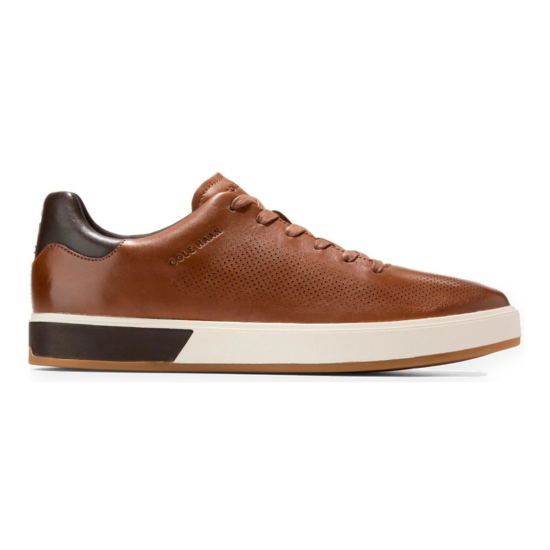 COLE HAAN MEN'S GRANDPRO ANGLEACE SNEAKER-BRITISH TAN/DARK CHOCOLATE/IVORY