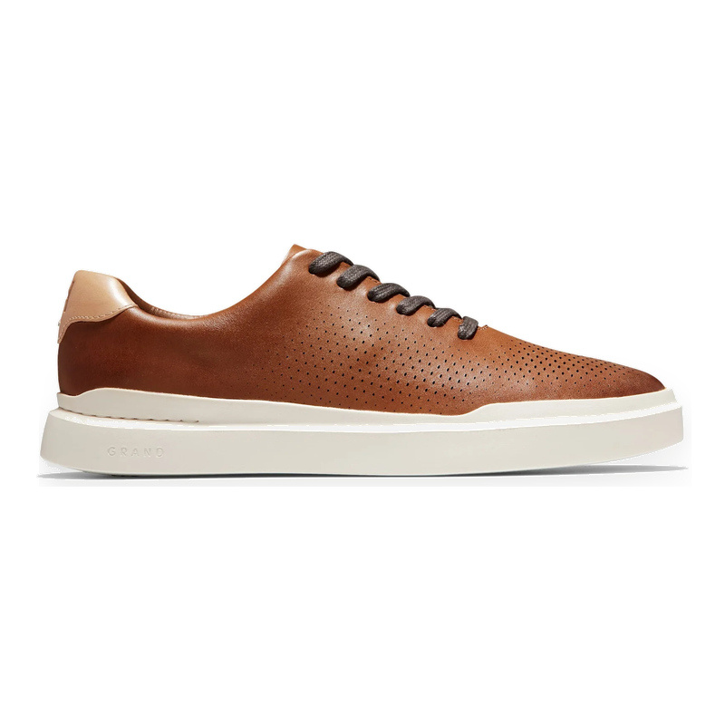 COLE HAAN MEN'S GRANDPRO RALLY LASER CUT SNEAKER BRITISH TAN/IVORY