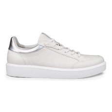 ECCO WOMEN'S SOFT 60 SNEAKER-WHITE/PURE SILVER | BEND SHOE CO