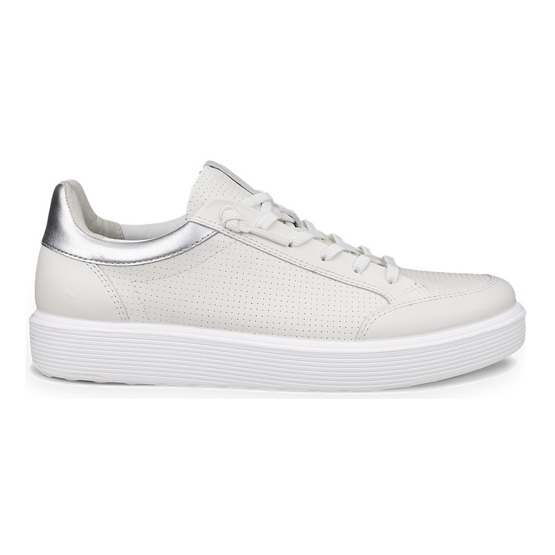 ECCO WOMEN'S SOFT 60 SNEAKER-WHITE/WHITE/PURE SILVER