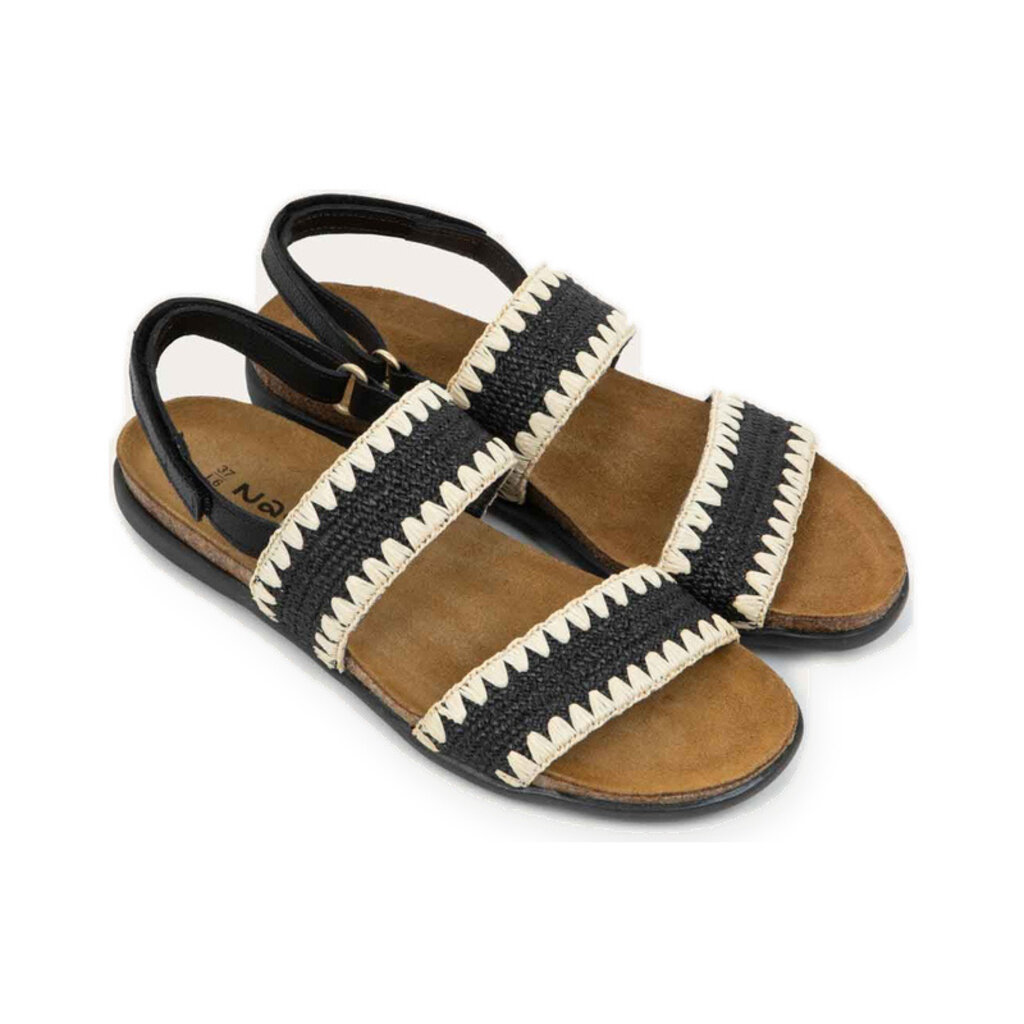 NAOT WOMEN'S DYLAN STRETCH-BLACK LEATHER/IVORY | BEND SHOE CO