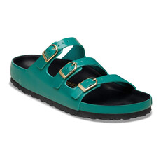 BIRKENSTOCK FLORIDA EXQUISITE D BUCKLE HIGH SHINE LEATHER-DARK TEAL | BEND SHOE CO