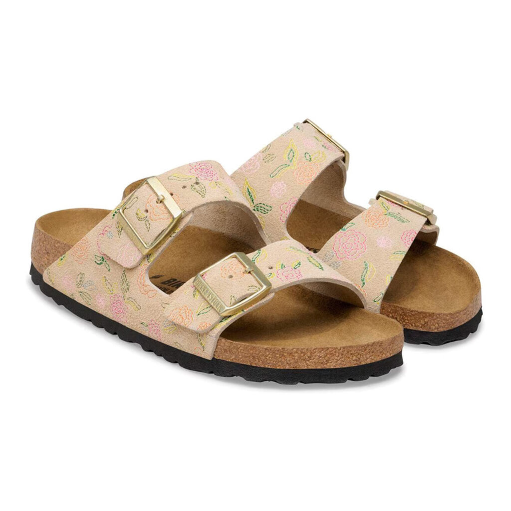 BIRKENSTOCK ARIZONA FLOWERS SUEDE-SANDCASTLE | BEND SHOE CO