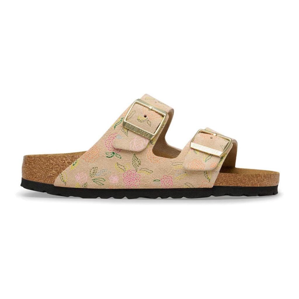 BIRKENSTOCK ARIZONA FLOWERS SUEDE-SANDCASTLE | BEND SHOE CO