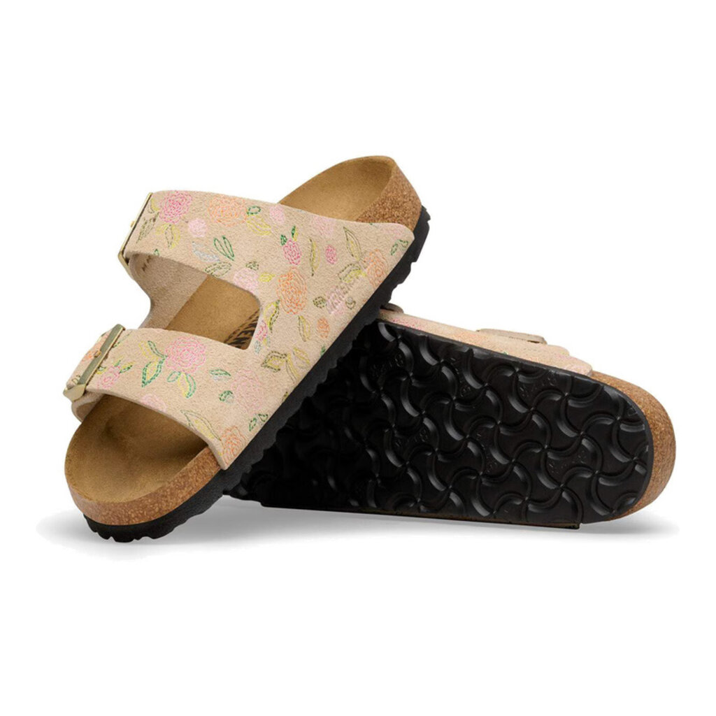 BIRKENSTOCK ARIZONA FLOWERS SUEDE-SANDCASTLE | BEND SHOE CO