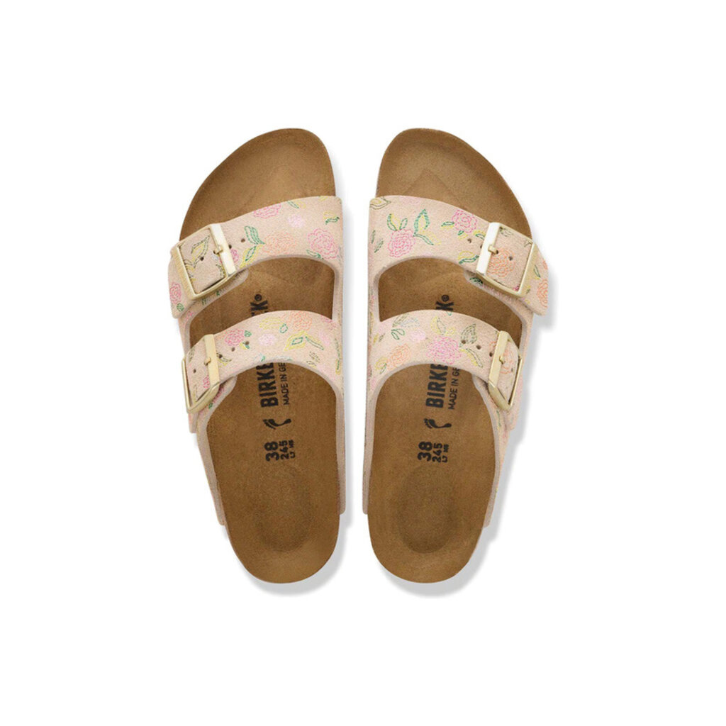 BIRKENSTOCK ARIZONA FLOWERS SUEDE-SANDCASTLE | BEND SHOE CO