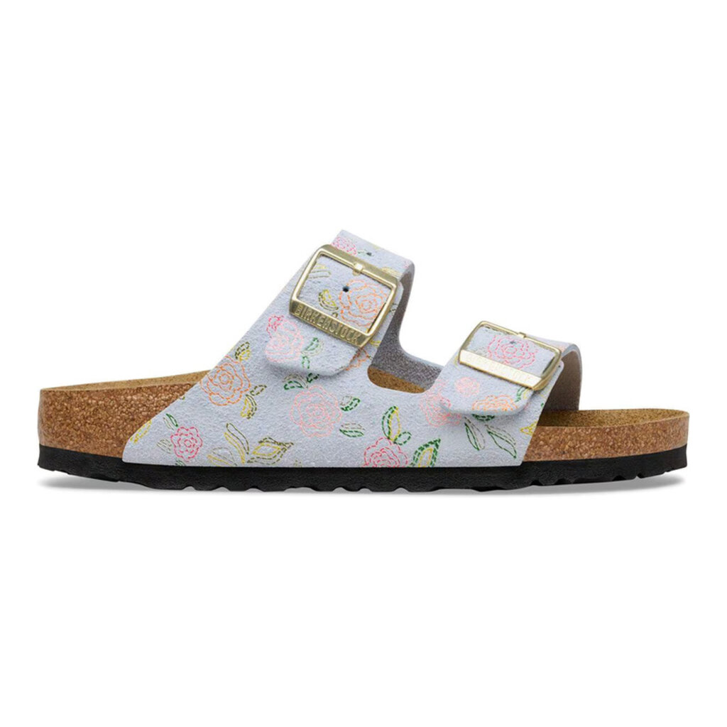 BIRKENSTOCK ARIZONA FLOWERS SUEDE-BABY BLUE | BEND SHOE CO