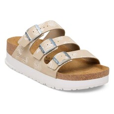 BIRKENSTOCK FLORIDA III FLEX PLATFORM FLOWERS NUBUCK-OYSTER | BEND SHOE CO