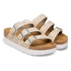 BIRKENSTOCK FLORIDA III FLEX PLATFORM FLOWERS NUBUCK-OYSTER | BEND SHOE CO