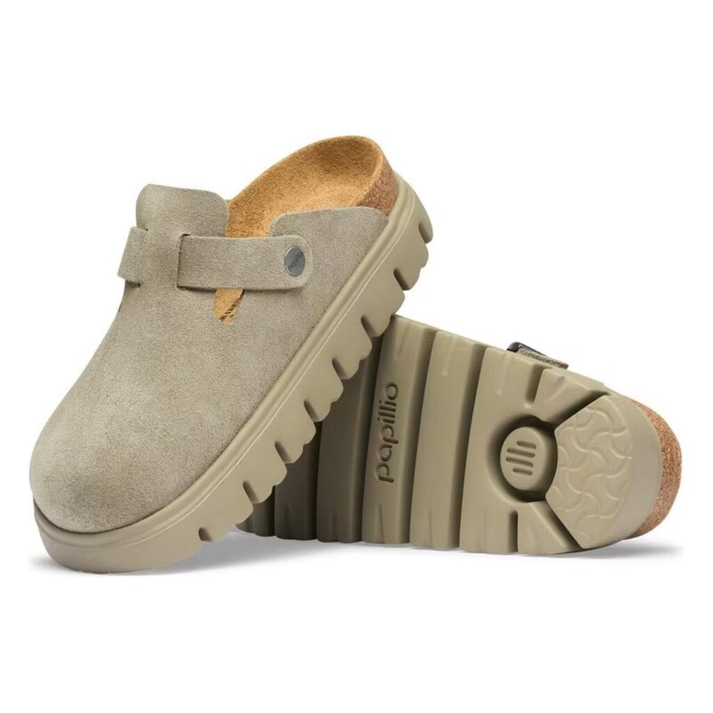 BIRKENSTOCK BOSTON CHUNKY SUEDE-TAUPE | BEND SHOE CO