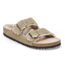 BIRKENSTOCK ARIZONA SHEARLING SUEDE LEATHER-TAUPE