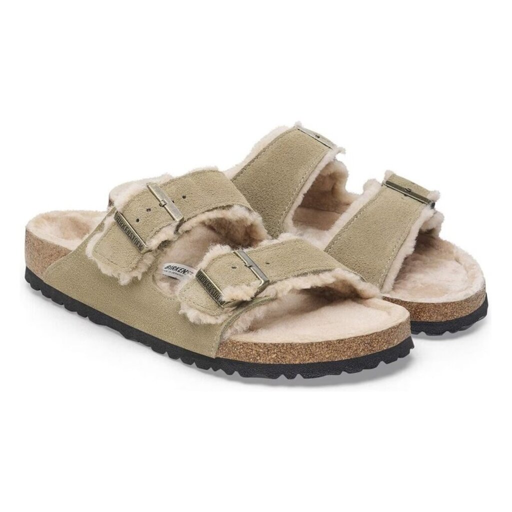 BIRKENSTOCK ARIZONA SHEARLING SUEDE LEATHER-TAUPE | BEND SHOE CO