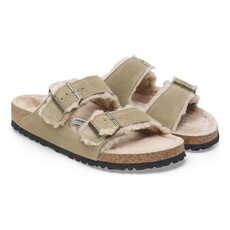 BIRKENSTOCK ARIZONA SHEARLING SUEDE LEATHER-TAUPE | BEND SHOE CO