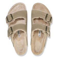 BIRKENSTOCK ARIZONA SHEARLING SUEDE LEATHER-TAUPE | BEND SHOE CO
