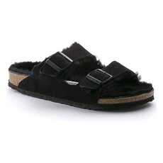 BIRKENSTOCK ARIZONA SHEARLING SUEDE LEATHER-BLACK | BEND SHOE CO
