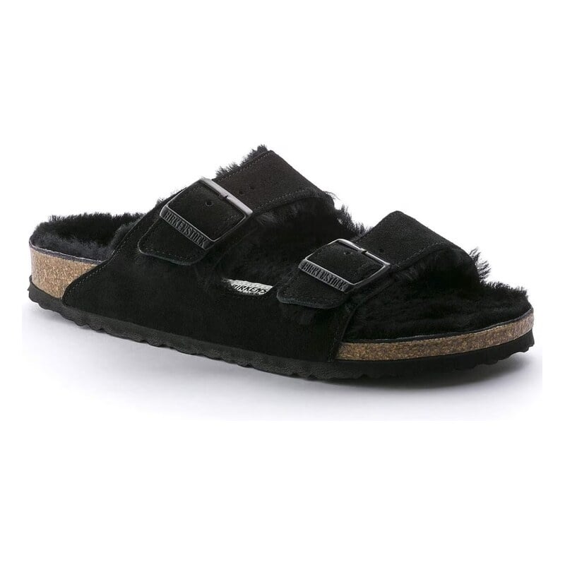 BIRKENSTOCK ARIZONA SHEARLING SUEDE LEATHER-BLACK